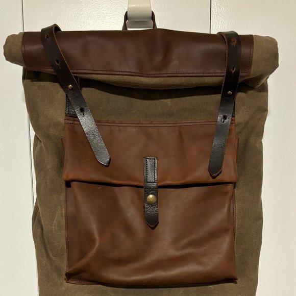 Filson Other - $500 Leather & Olive Twill Canvas Handmade Backpack